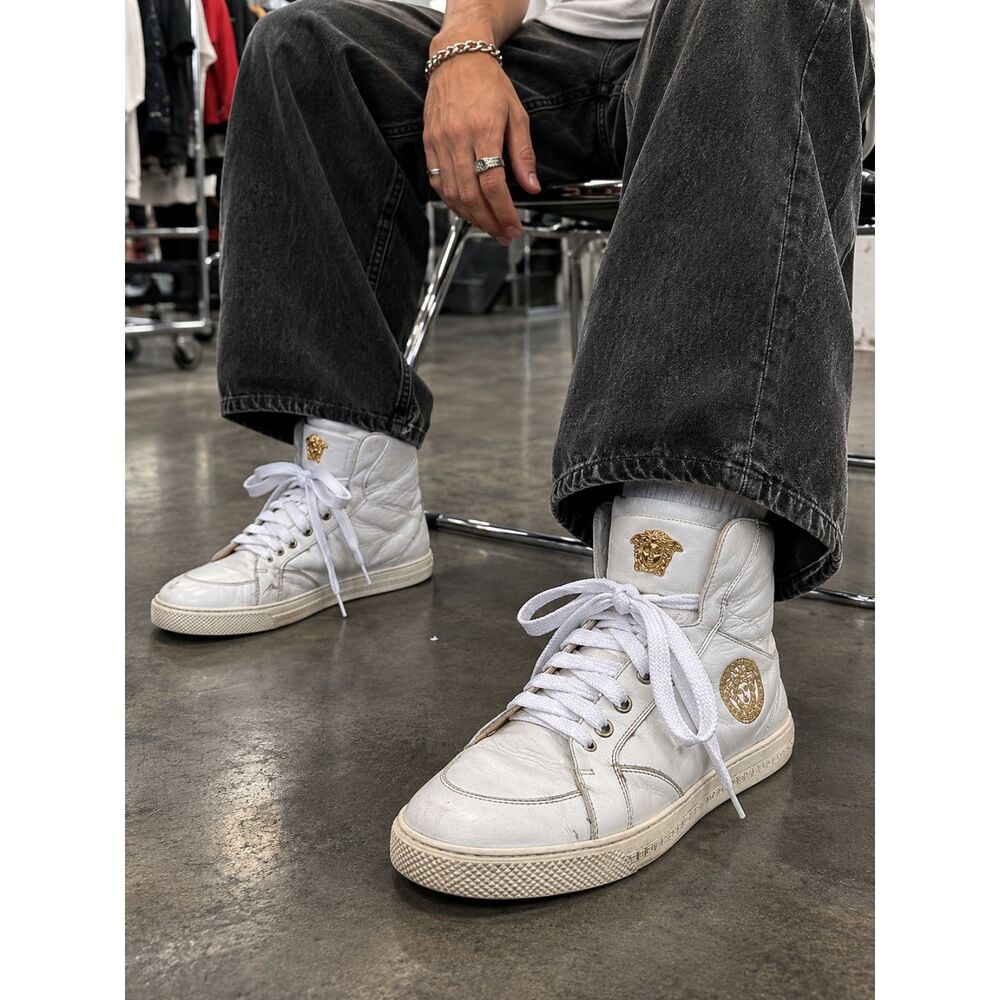 VERSACE White Lion Head Sneakers Trainers Shoes  Mens Size 11